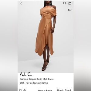 ALC NWT Gold Draped Midi Dress Sz 6 Gorgeous Never Worn!
